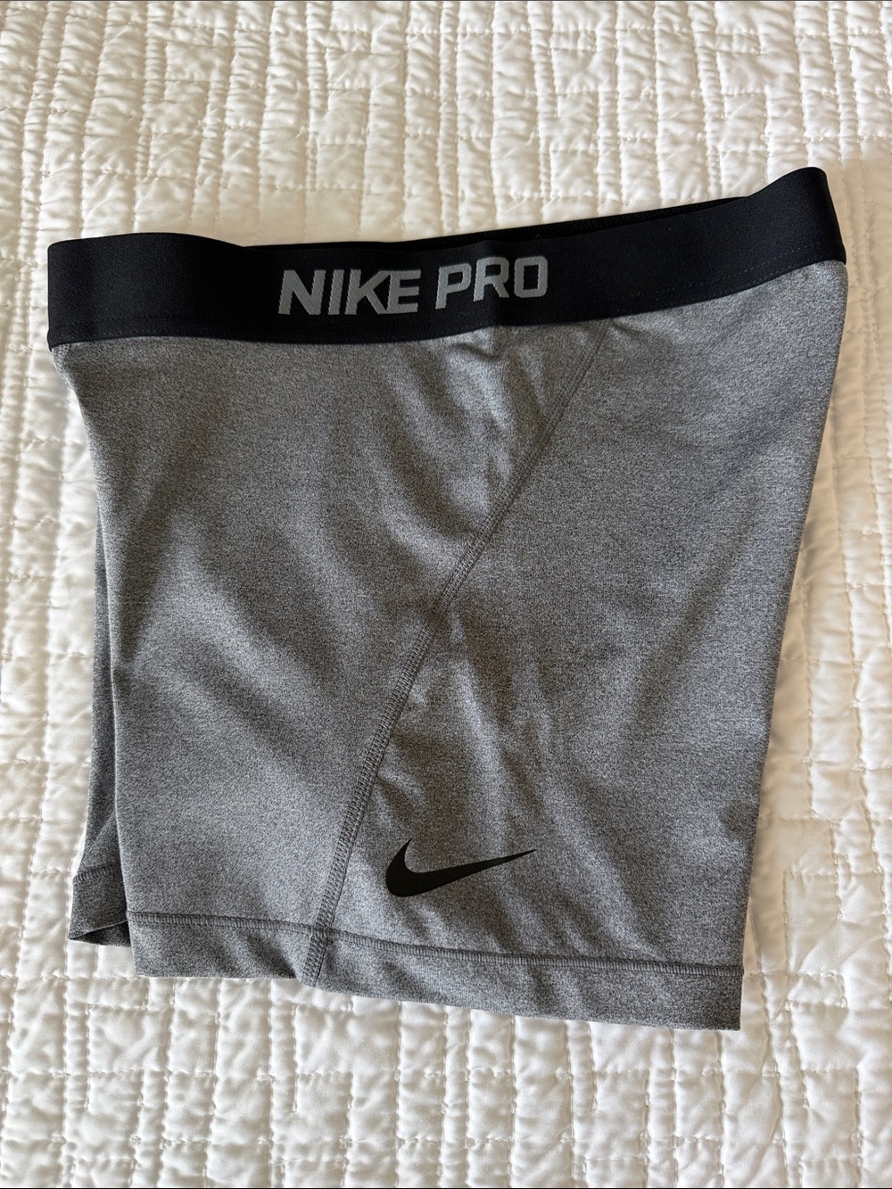 Nike Gray Performance Compression Shorts with Black Waistband